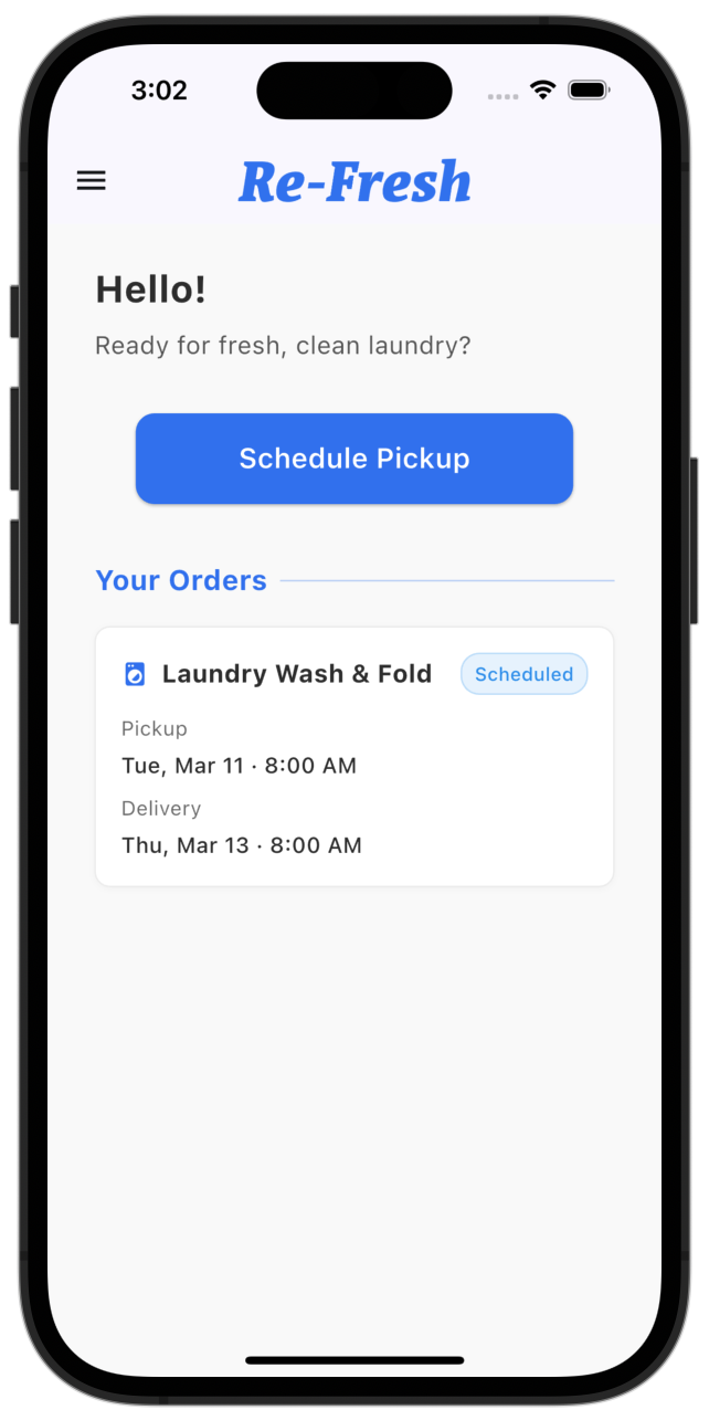 Re-Fresh App on iPhone